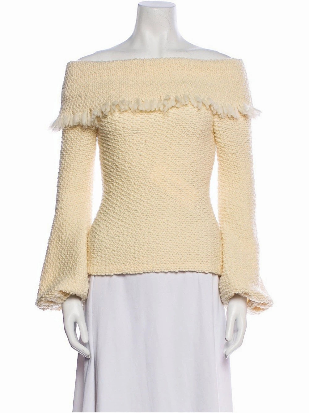 Peter Som merino wool Off-Shoulder Sweater in Cream